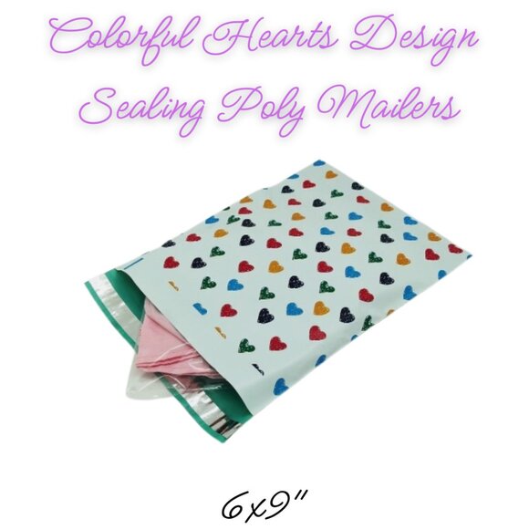 Other - Colorful Hearts Design Poly Mailers Qty 20 Size 6x9
